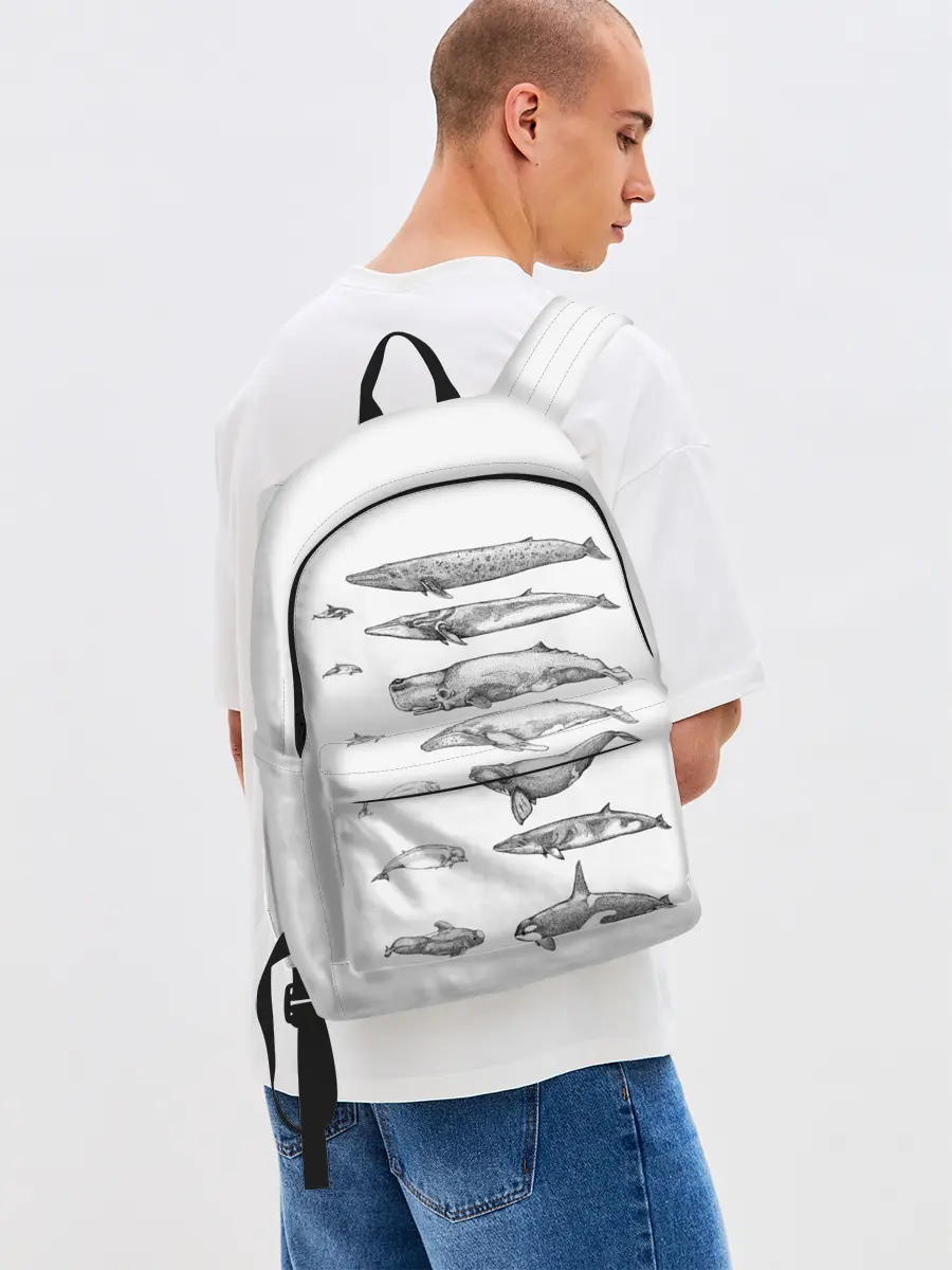 Рюкзак джинсовый / киты графика