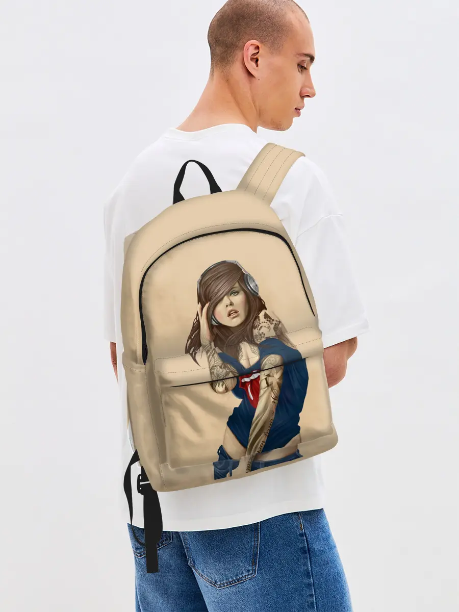 Рюкзак джинсовый / ДевушКа слушает Музыку