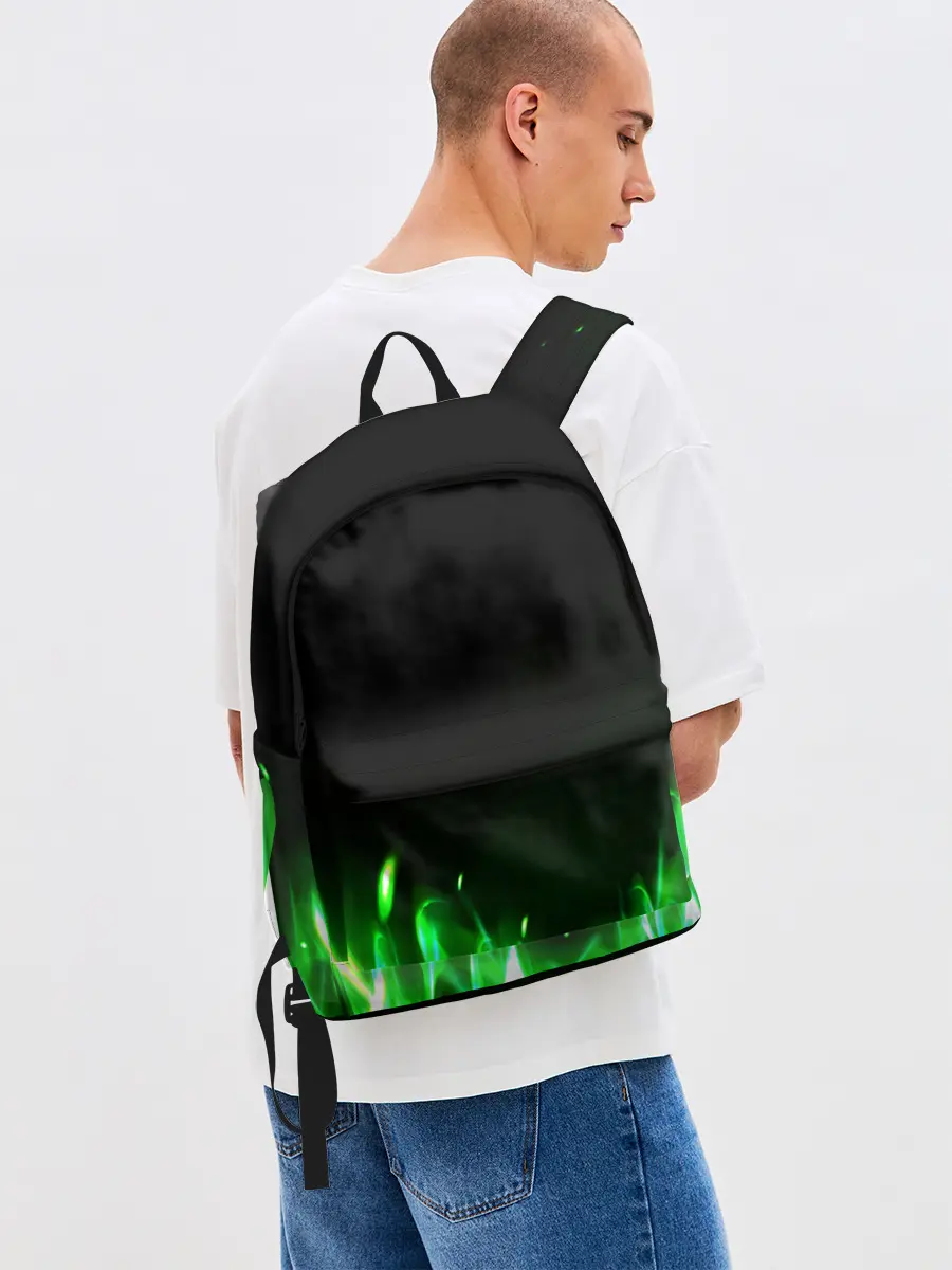 Рюкзак джинсовый / Зеленый огонь