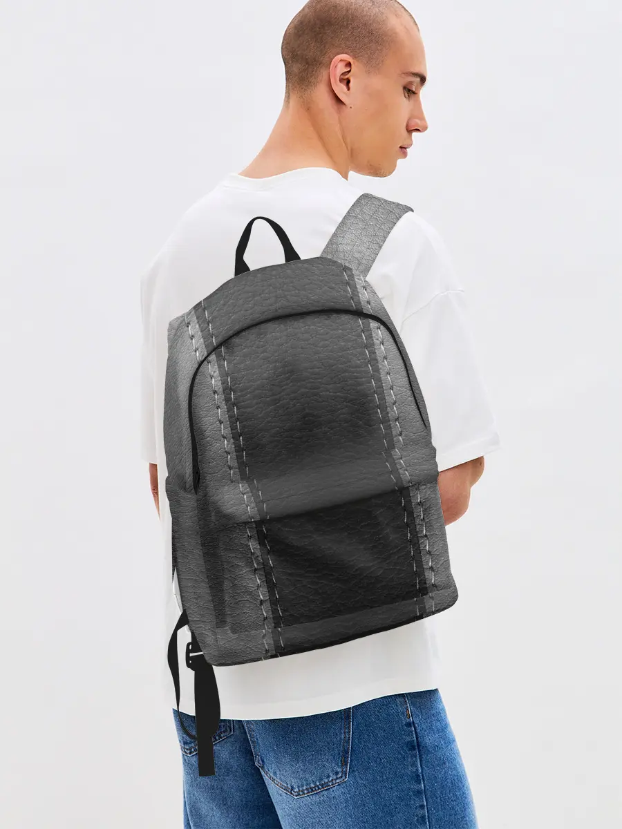 Рюкзак джинсовый / Черно-Серая Кожа