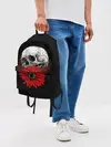 Рюкзак джинсовый / Череп и Красный Цветок | Skull