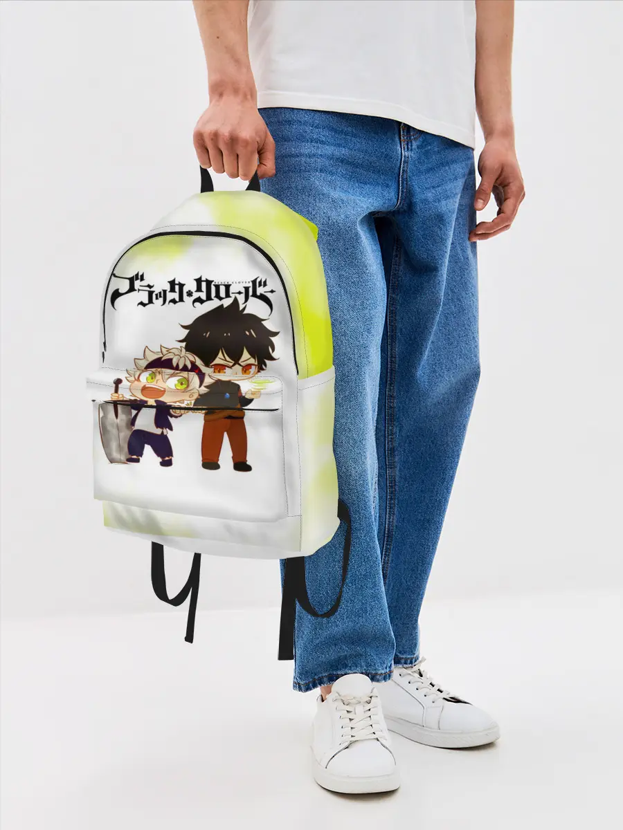 Рюкзак джинсовый / Аста и Юно Чёрный клевер