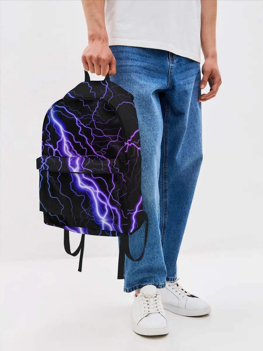 Рюкзак джинсовый / НЕОНОВАЯ МОЛНИЯ / ГРОЗА