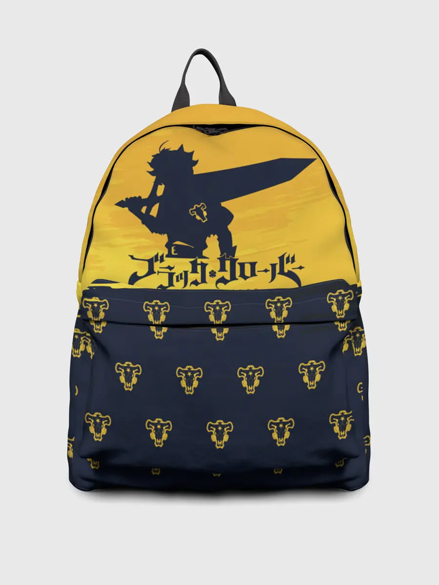 Рюкзак джинсовый / Чёрный клевер Аста желтый