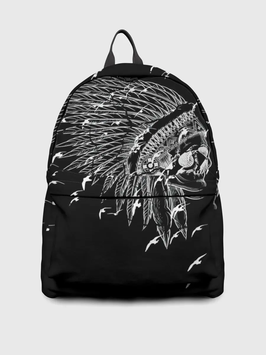 Рюкзак джинсовый / Череп Индейца Перья