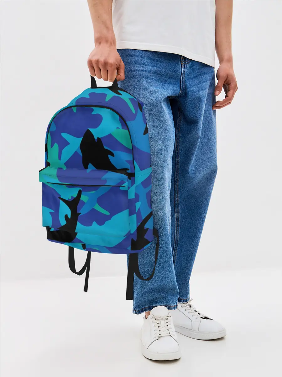 Рюкзак джинсовый / Акулы паттерн