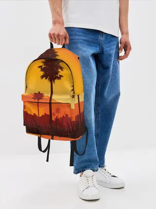 Рюкзак джинсовый / Лето, Пальмы, вечер