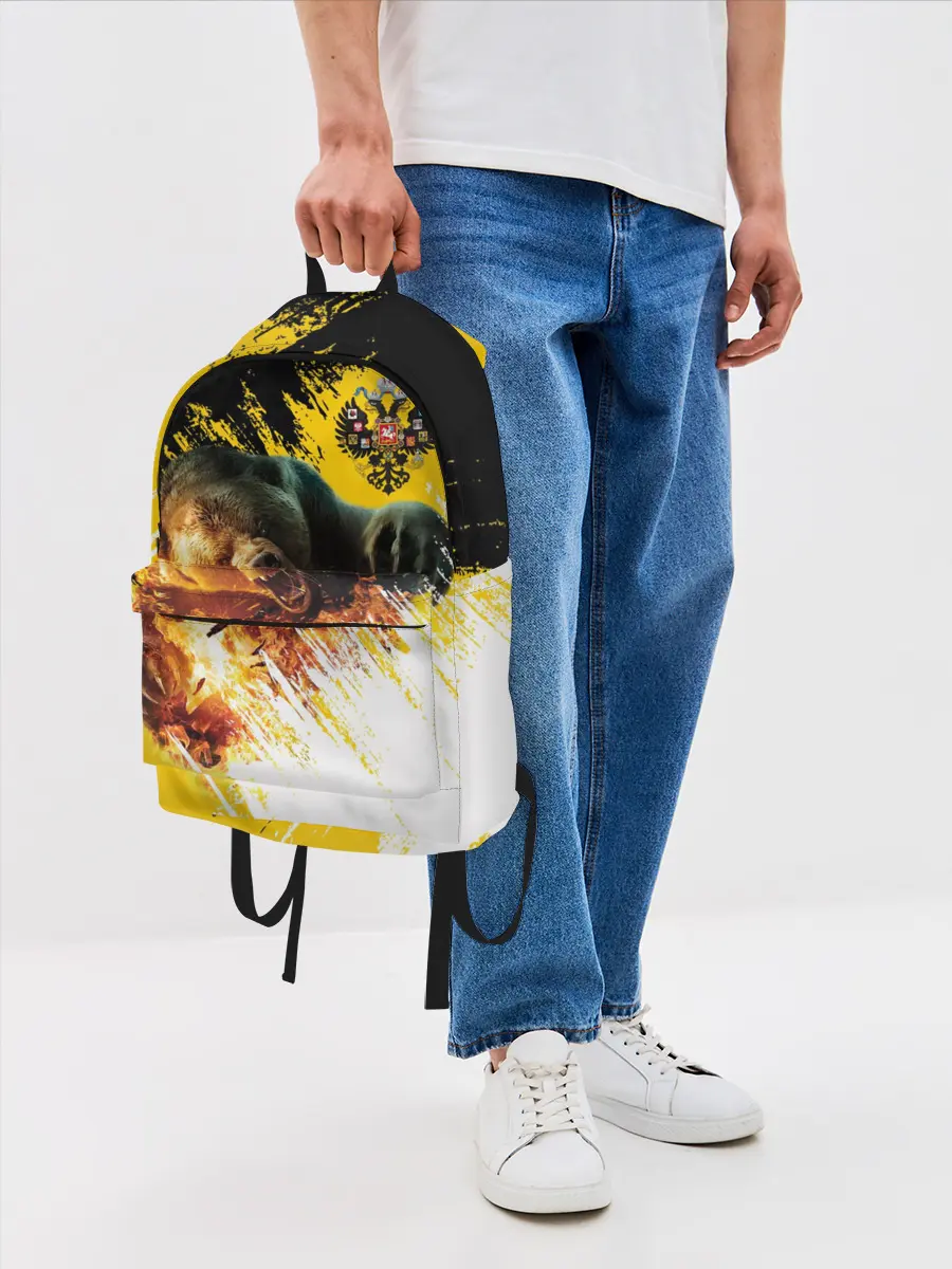 Рюкзак джинсовый / Имперский флаг и медведь