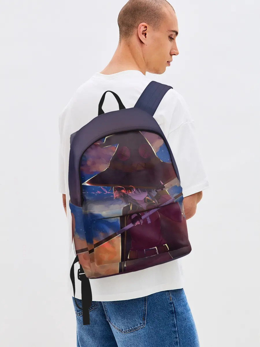 Рюкзак джинсовый / Konosuba с посохом