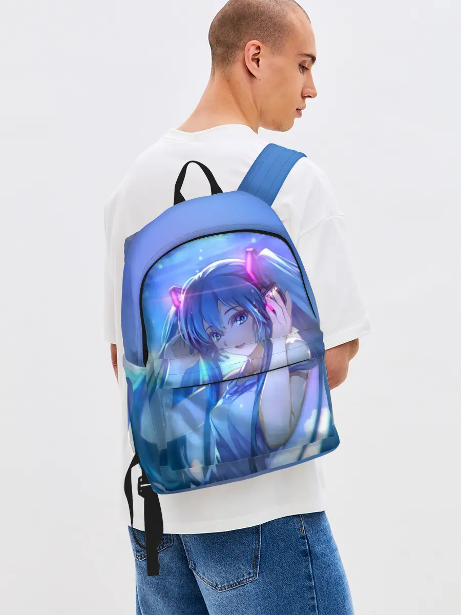 Рюкзак джинсовый / Miku на фоне космоса