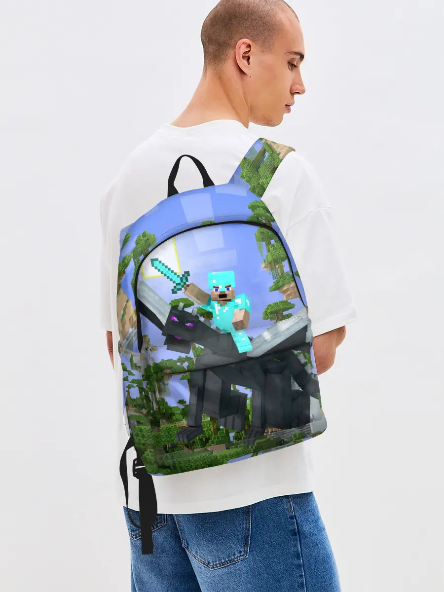 Рюкзак джинсовый / Стив среди парящих островов.