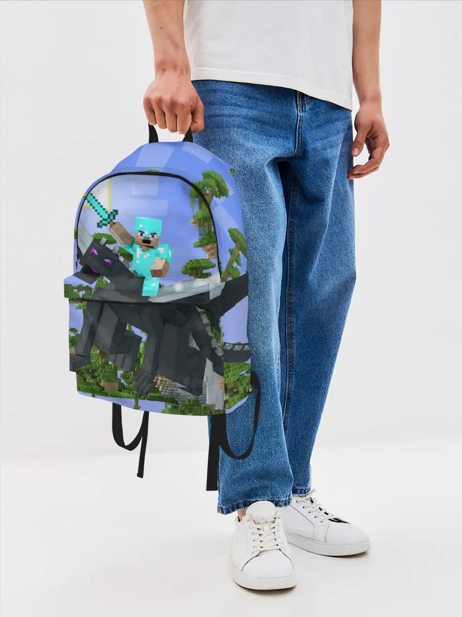 Рюкзак джинсовый / Стив среди парящих островов.