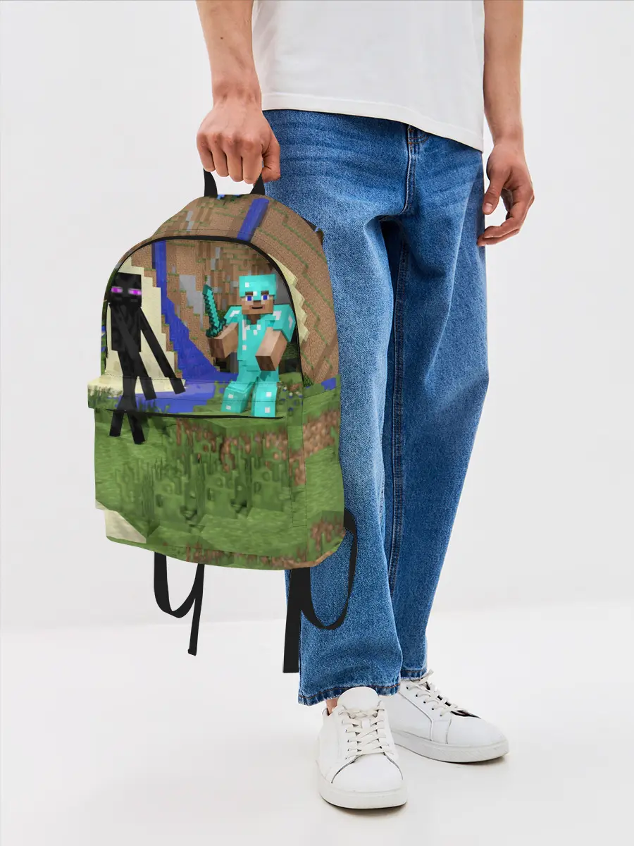 Рюкзак джинсовый / Стив и эндермен.