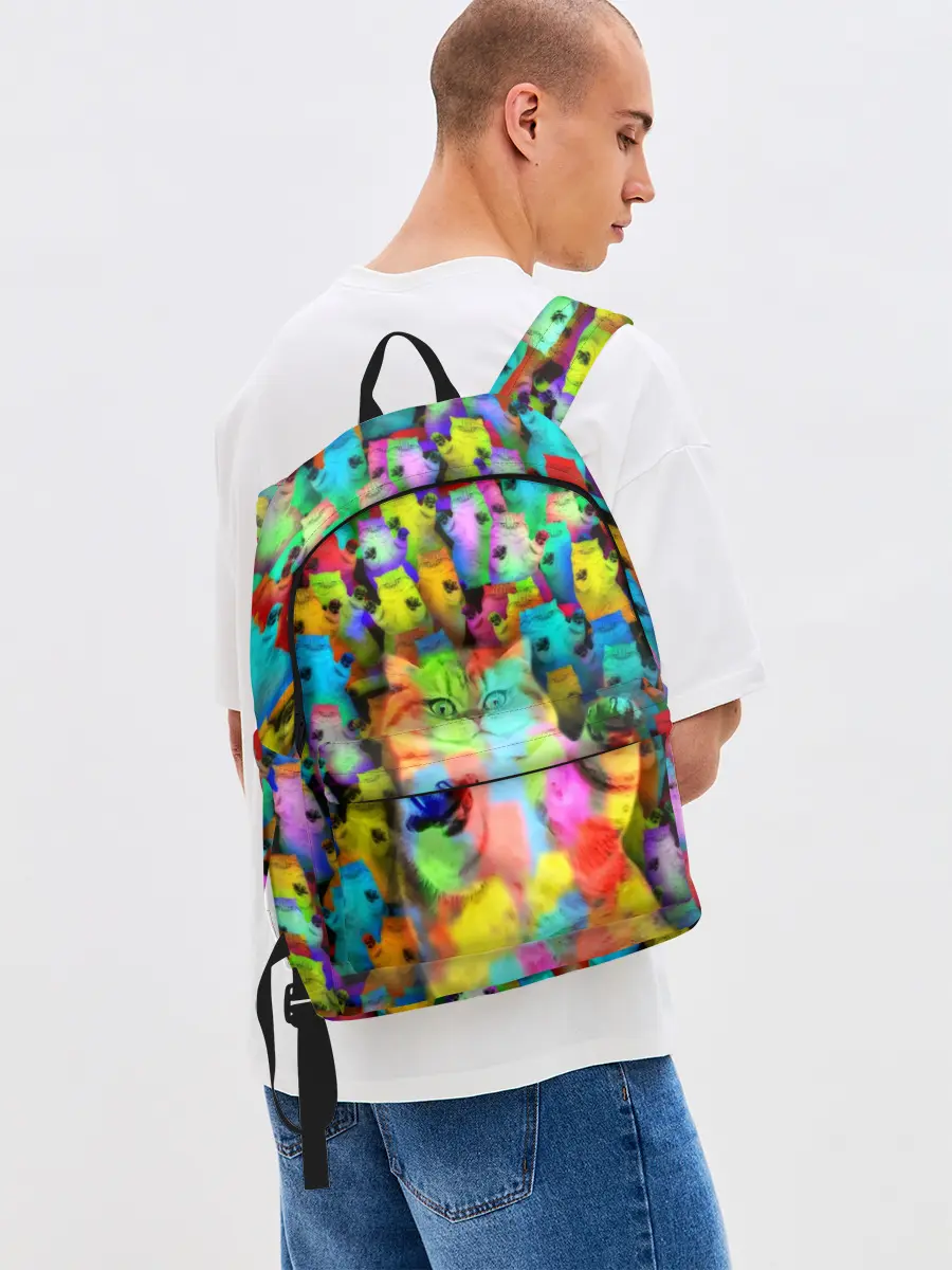 Рюкзак джинсовый / Котики на дискотеке