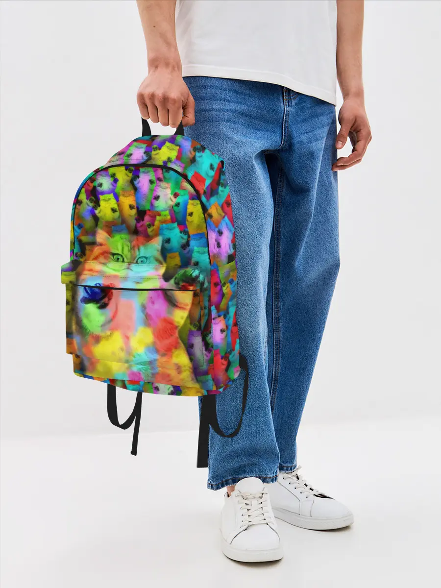 Рюкзак джинсовый / Котики на дискотеке