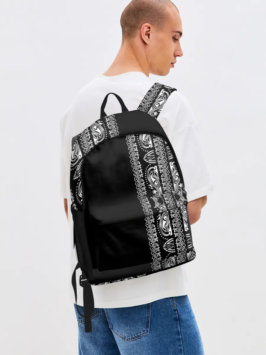Рюкзак джинсовый / Узор на чёрном