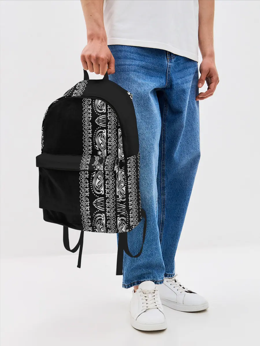 Рюкзак джинсовый / Узор на чёрном