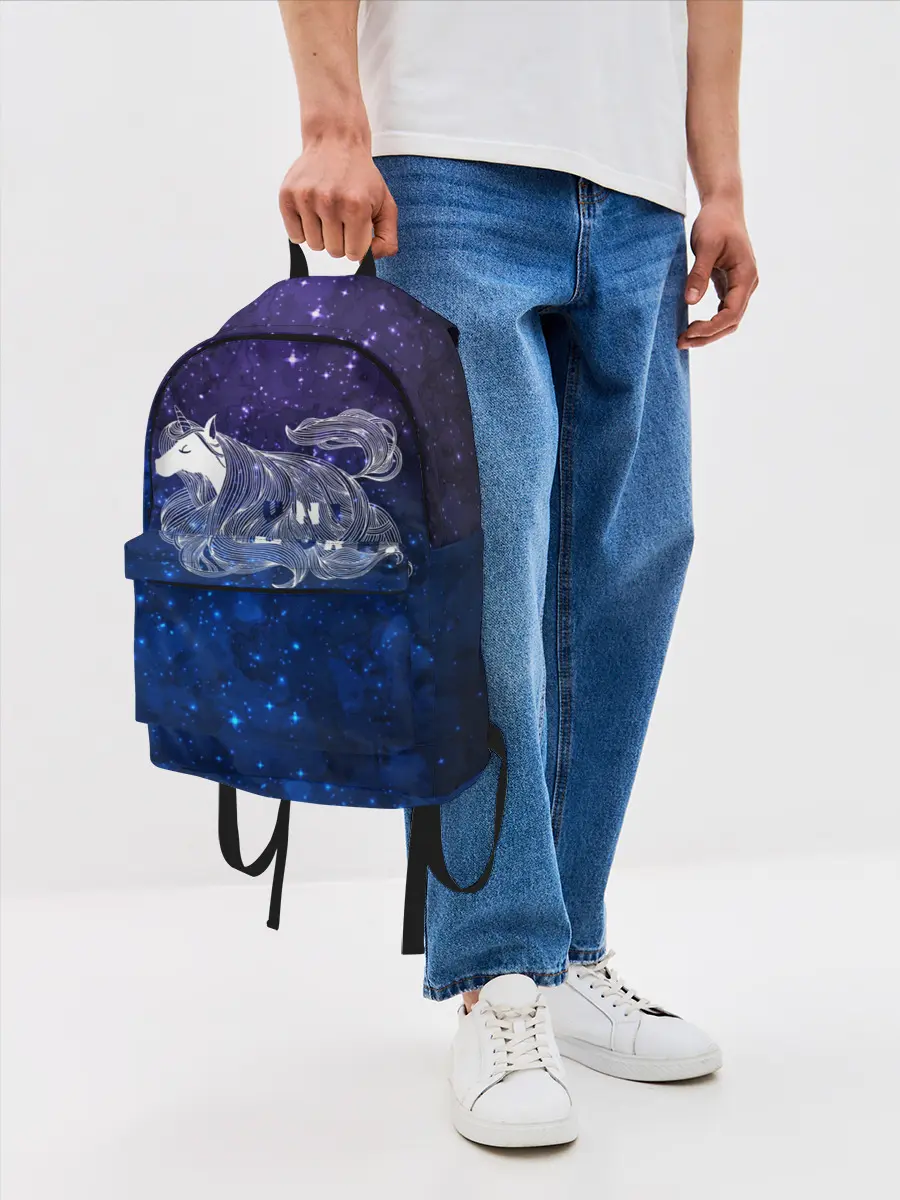Рюкзак джинсовый / Мечтающий Единорог