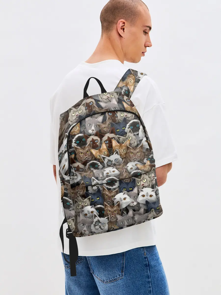 Рюкзак джинсовый / Коты разных пород