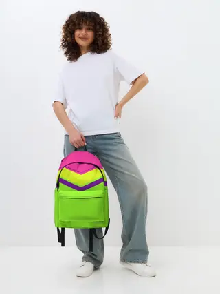 Рюкзак джинсовый / Цветные треугольники_ салатовы