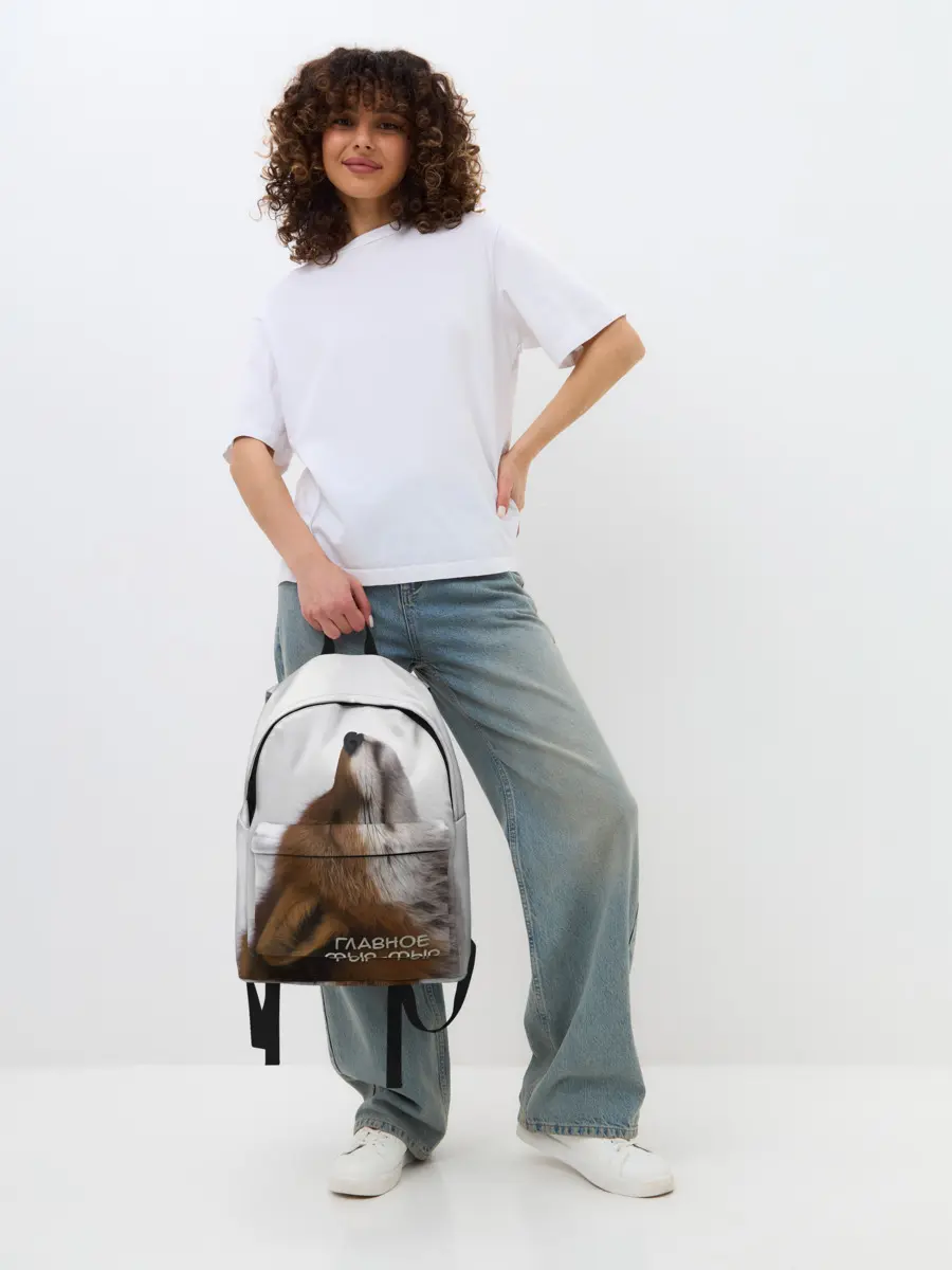 Рюкзак джинсовый / Лиса Главное фыр-фыр