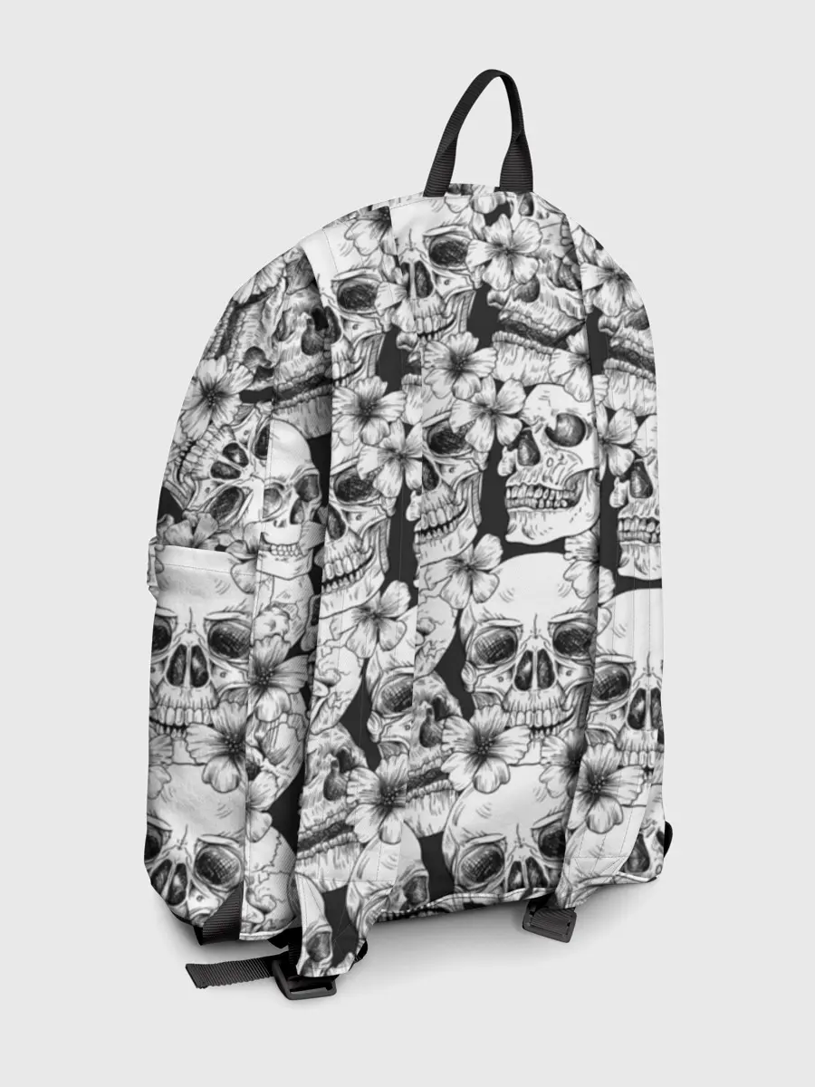Рюкзак джинсовый / Черепа в цветах
