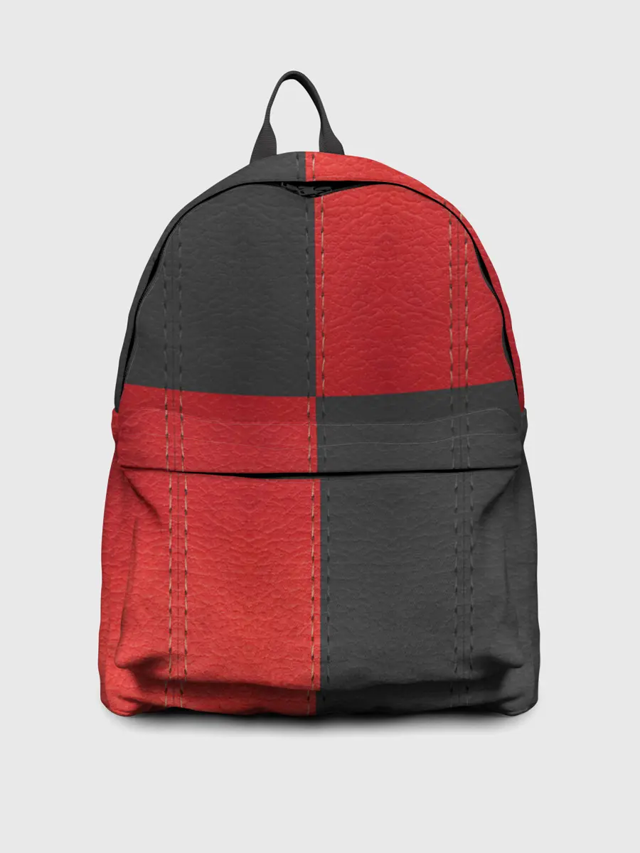 Рюкзак джинсовый / Черно-красная Кожа