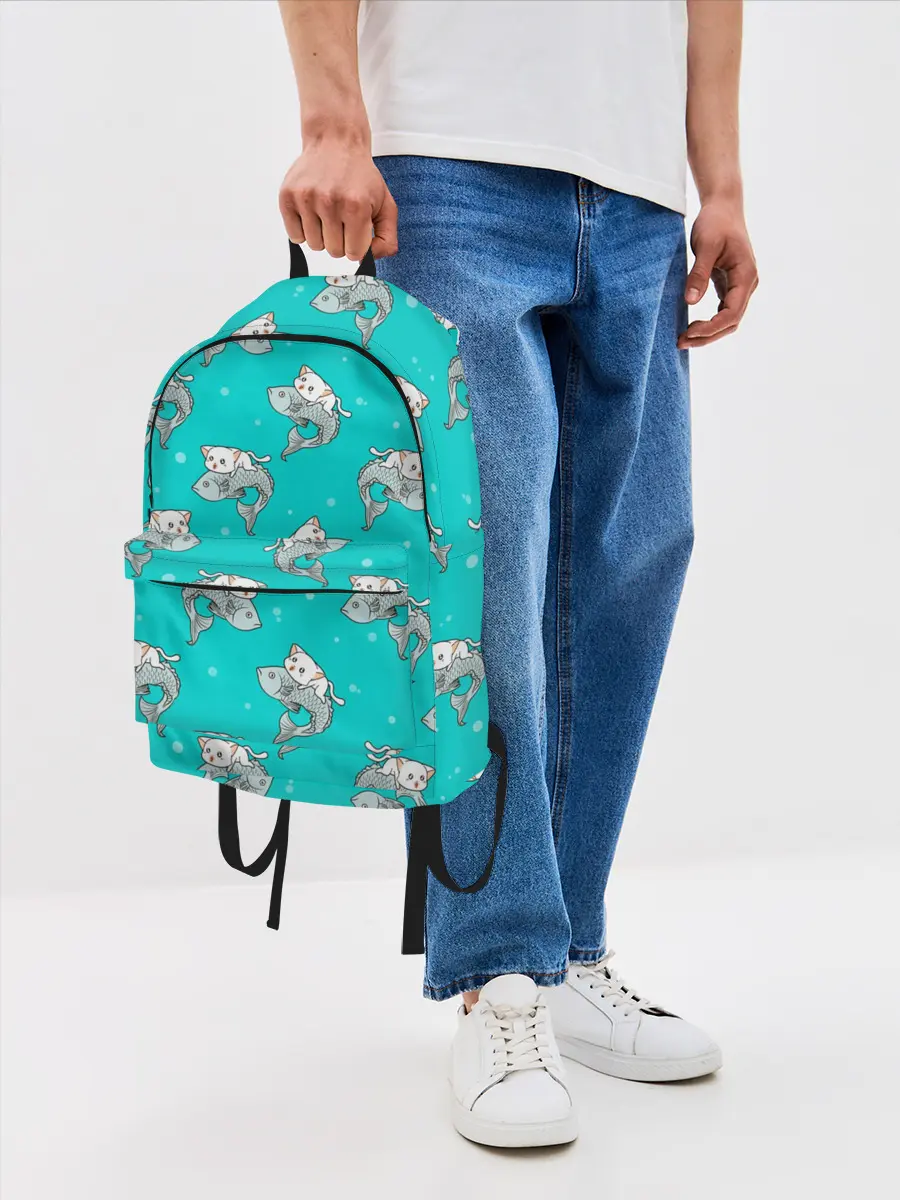 Рюкзак джинсовый / Котики и рыбки