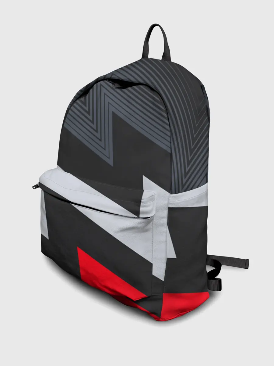 Рюкзак джинсовый / Черно-красные зигзаги