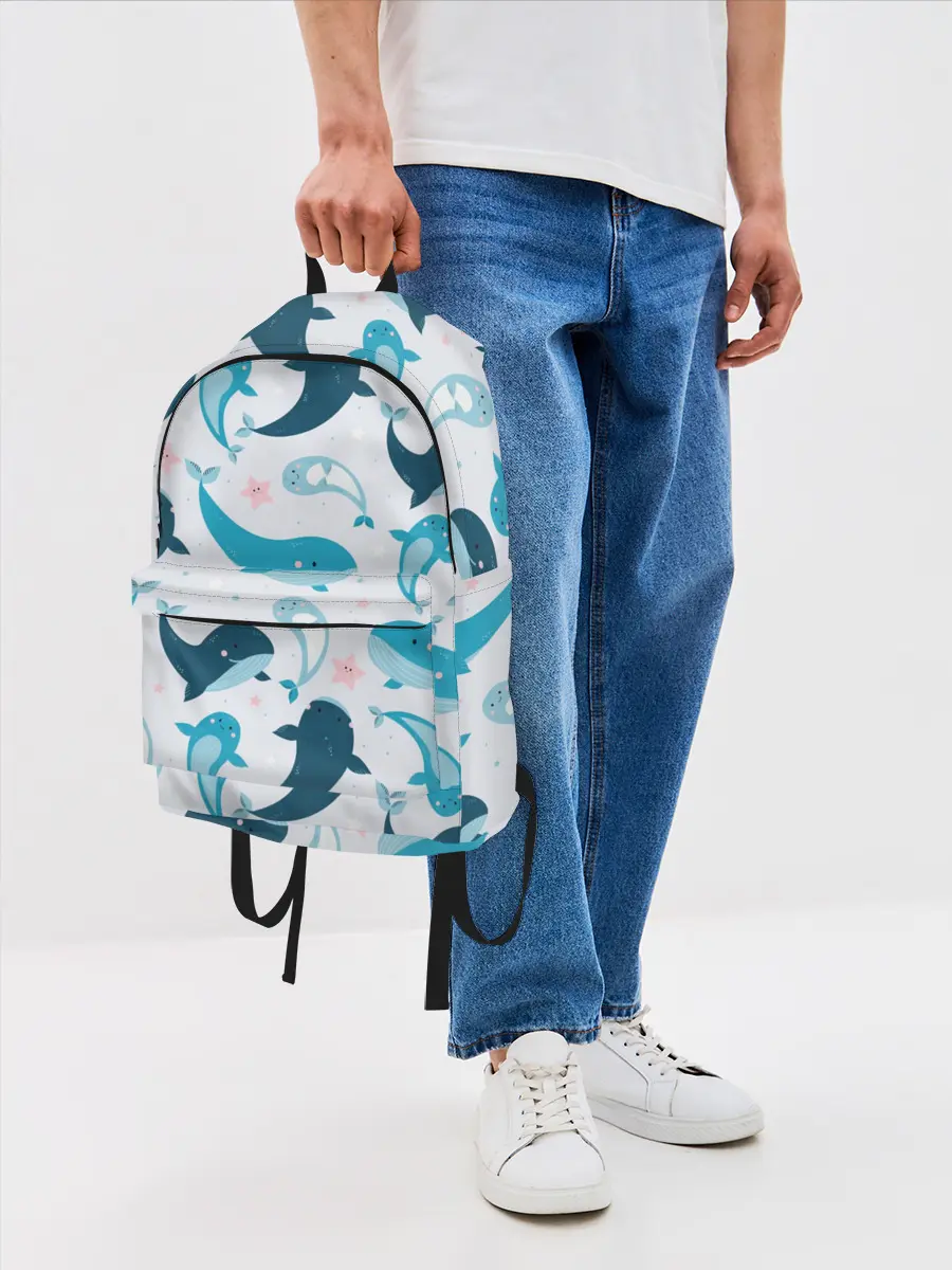 Рюкзак джинсовый / Киты и тюлени