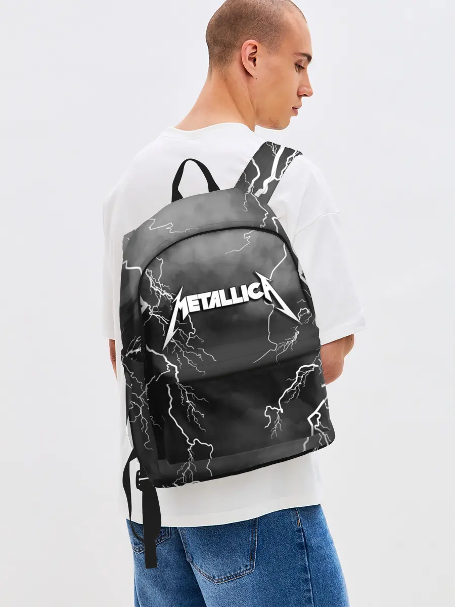 Рюкзак джинсовый / METALLICA РАЗРЯД МОЛНИИ
