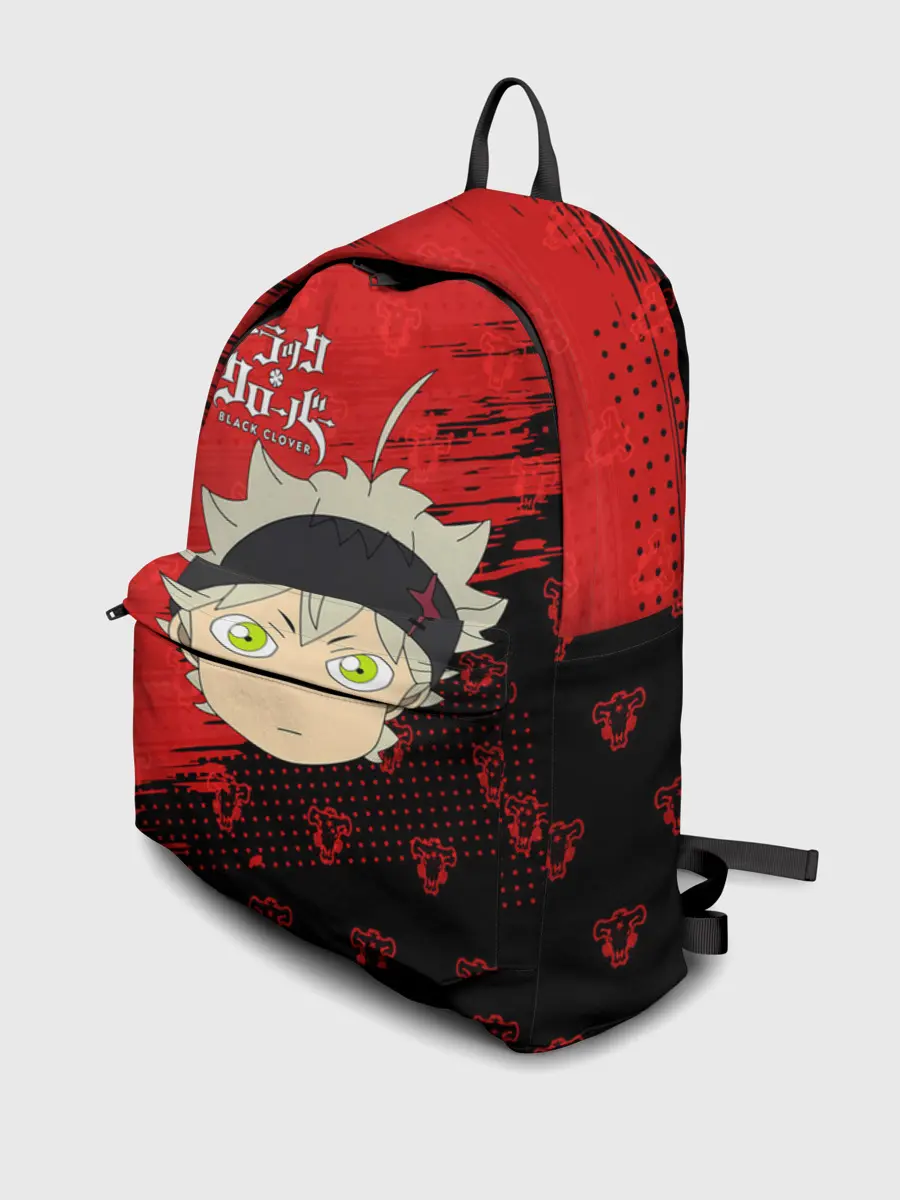 Рюкзак джинсовый / Чёрный клевер голова Аста