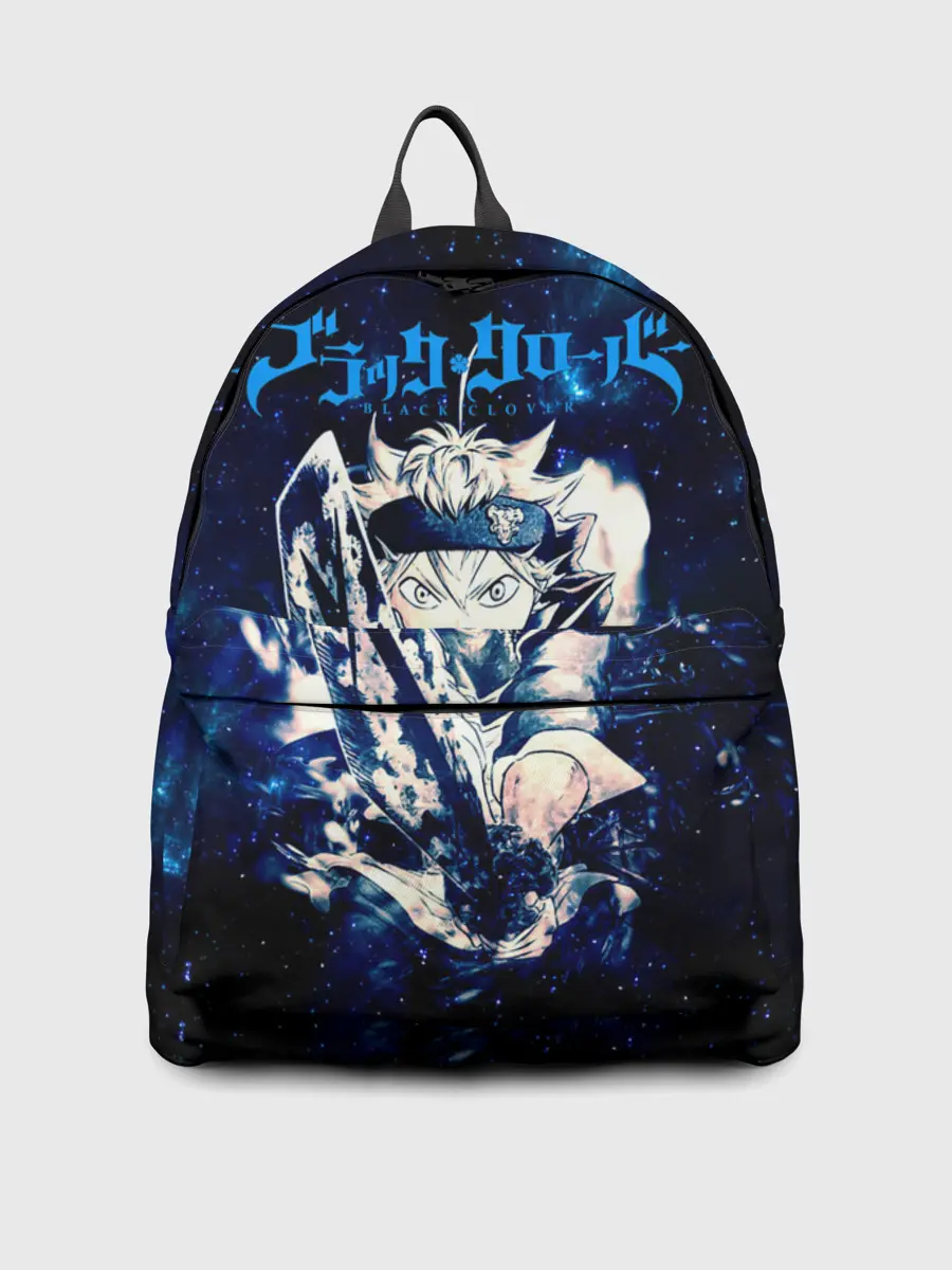 Рюкзак джинсовый / Чёрный клевер Аста в космосе