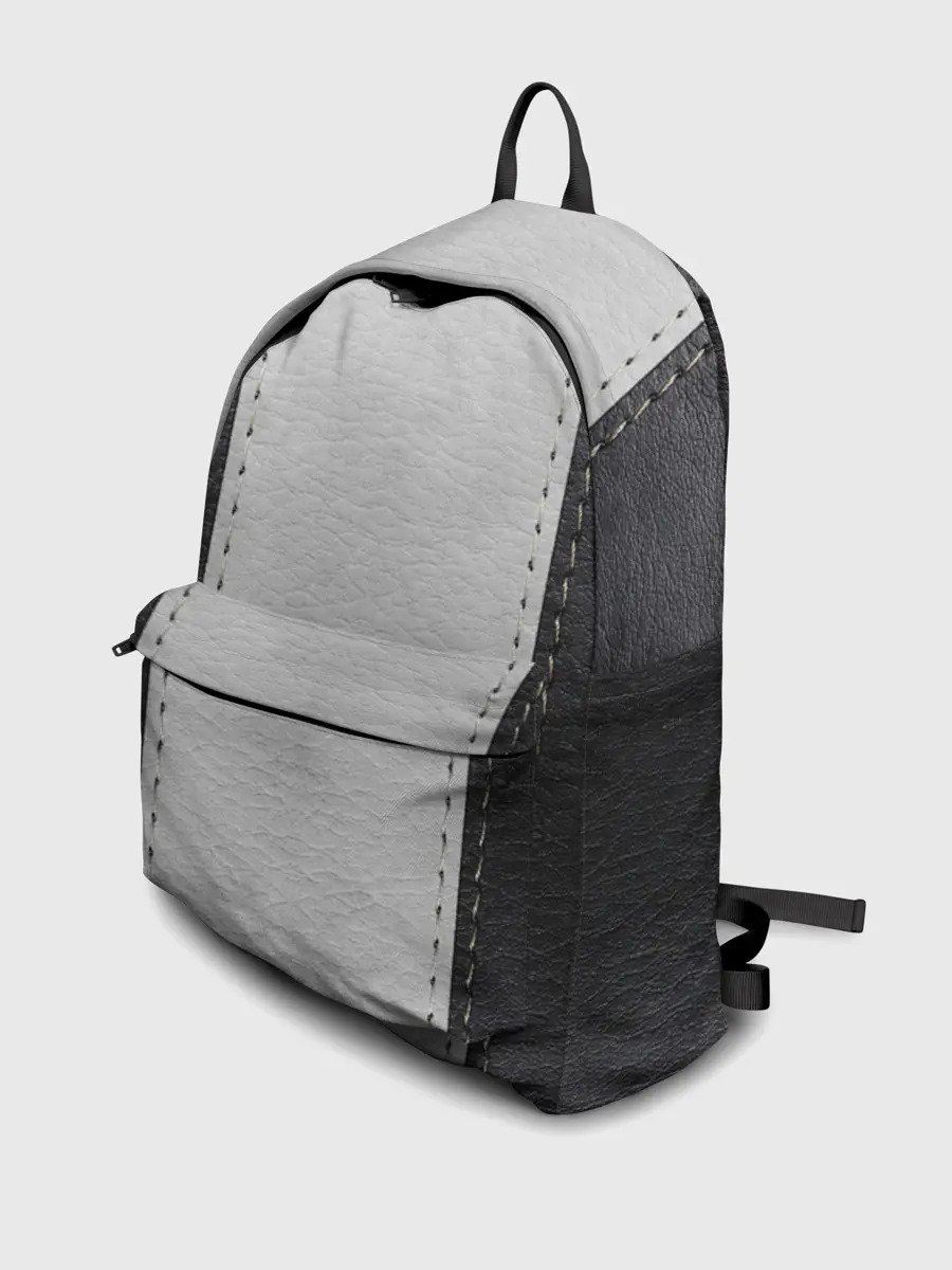 Рюкзак джинсовый / Черно белая кожа