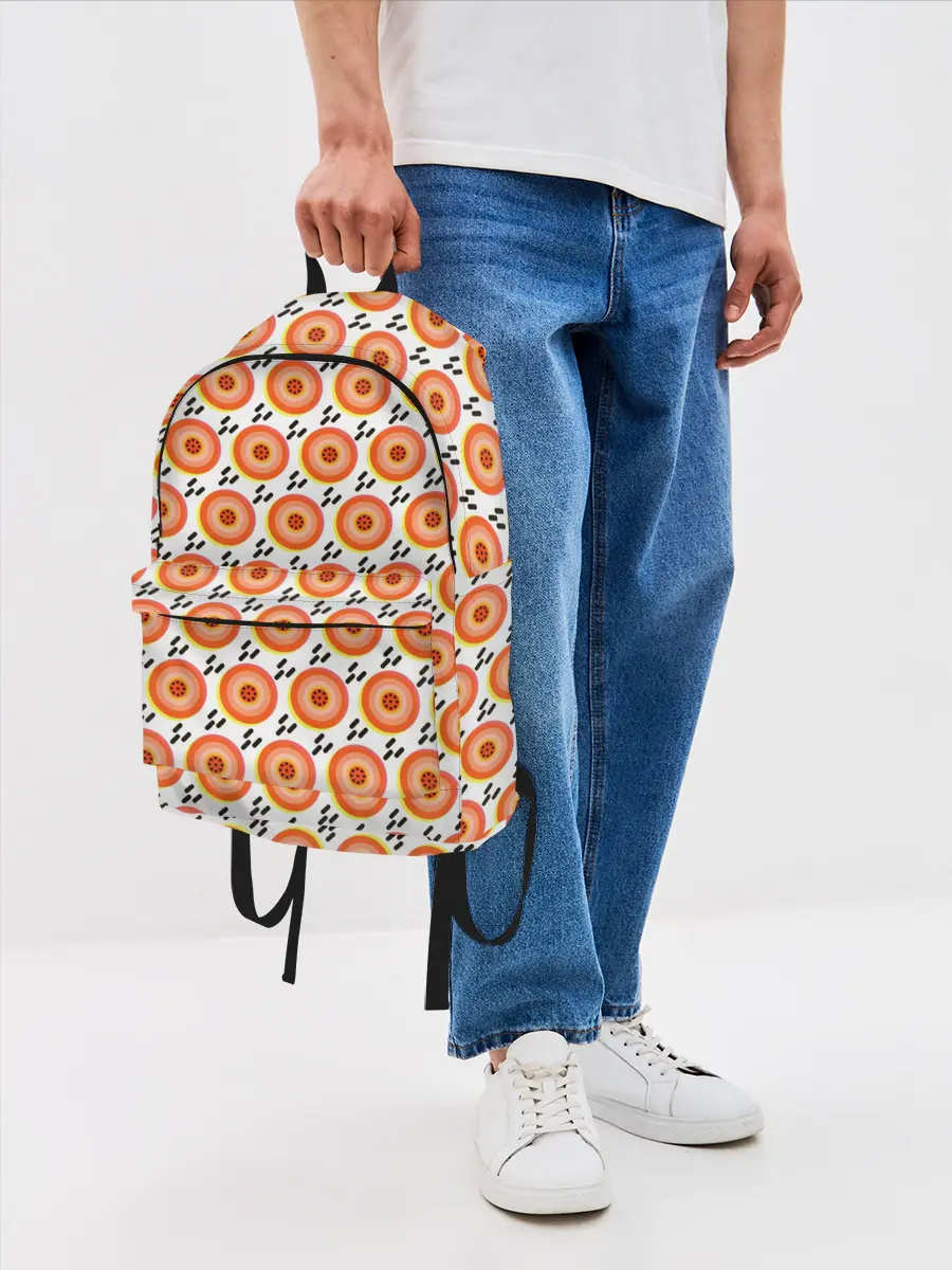 Рюкзак джинсовый / Поп арт, мишень, диски дождь