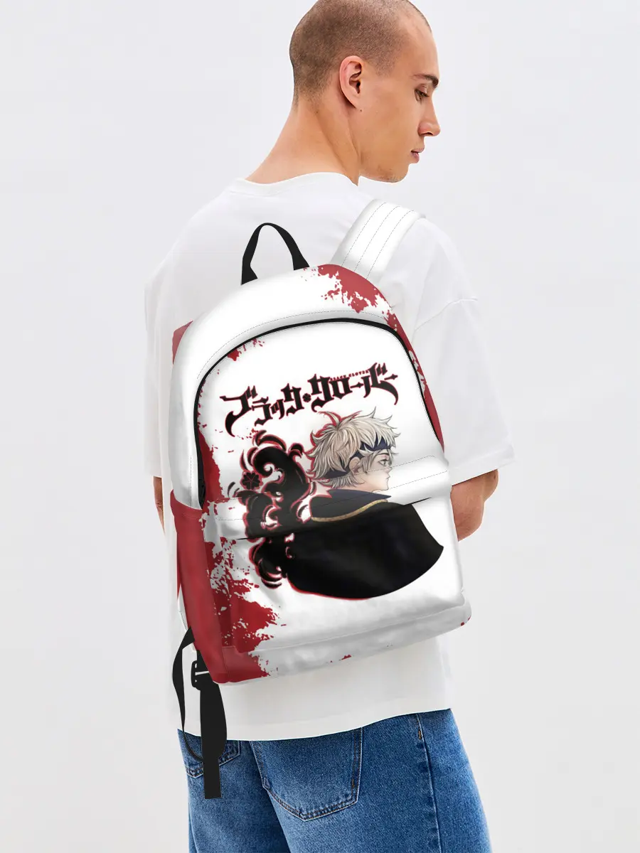 Рюкзак джинсовый / Аста Чёрный клевер красный дым