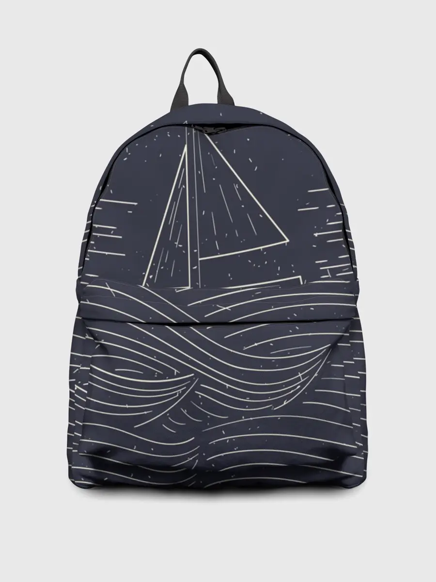 Рюкзак джинсовый / Одинокий корабль в море