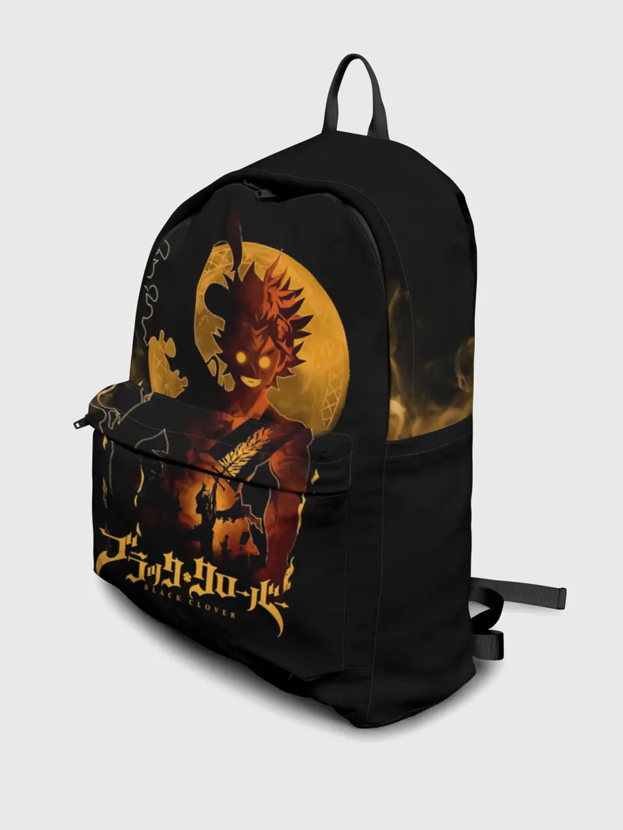 Рюкзак джинсовый / Чёрный клевер Аста желтая луна