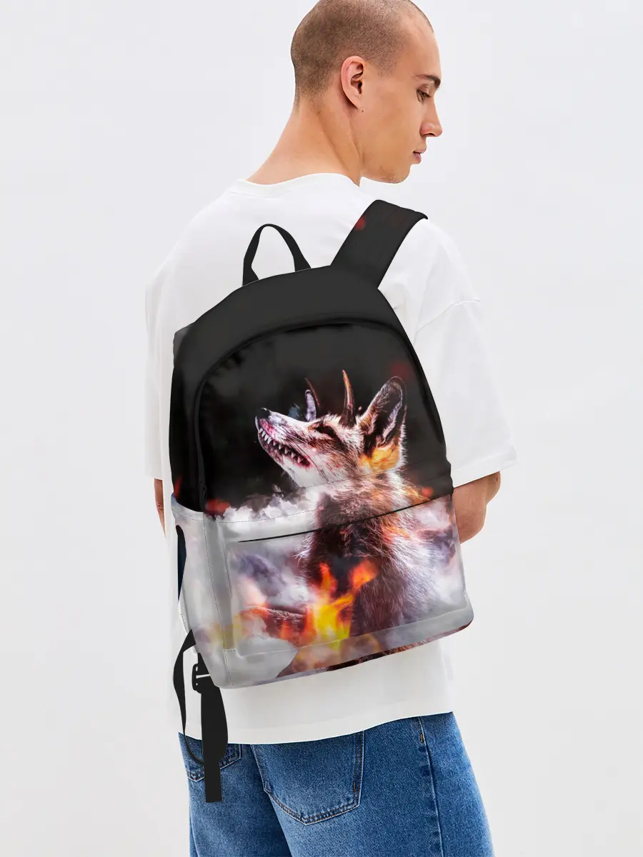 Рюкзак джинсовый / Лиса с рогами