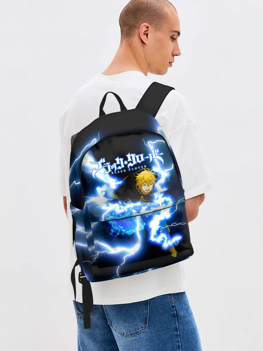 Рюкзак джинсовый / Чёрный клевер удар молнии