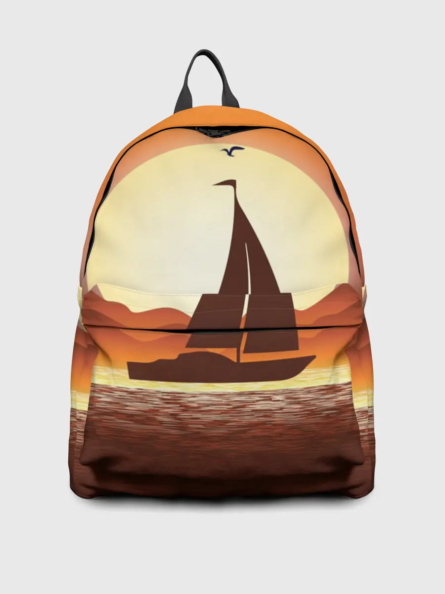 Рюкзак джинсовый / Кораблик на закате