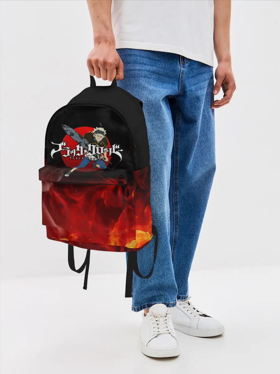 Рюкзак джинсовый / Аста в огне Чёрный клевер