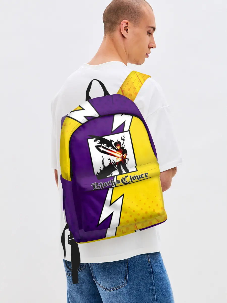 Рюкзак джинсовый / Чёрный Аста фиолетовый/желтый