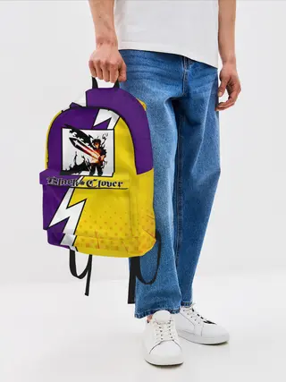 Рюкзак джинсовый / Чёрный Аста фиолетовый/желтый
