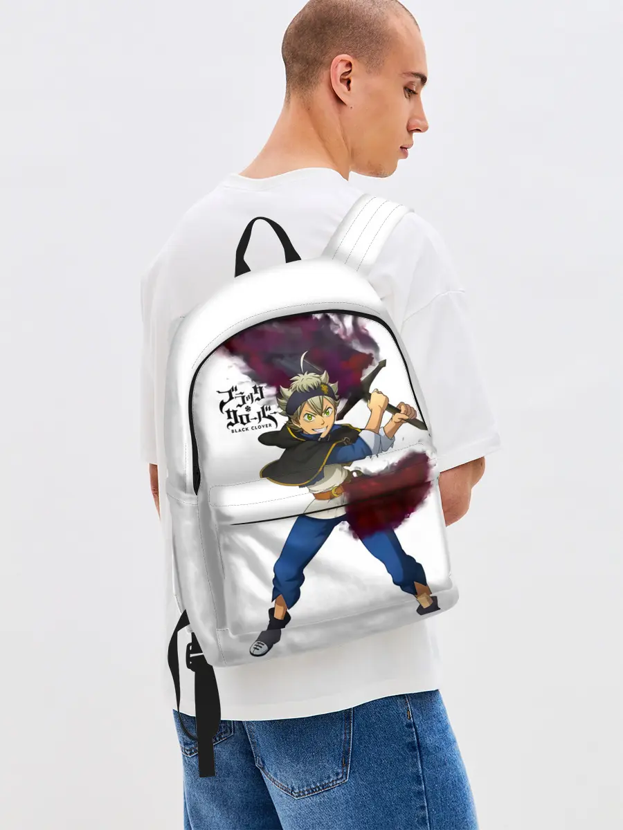 Рюкзак джинсовый / Чёрный клевер Аста красный меч