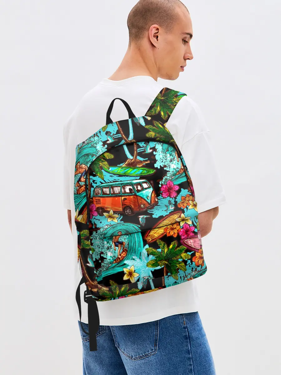 Рюкзак джинсовый / Пальмы, волны, серфинг