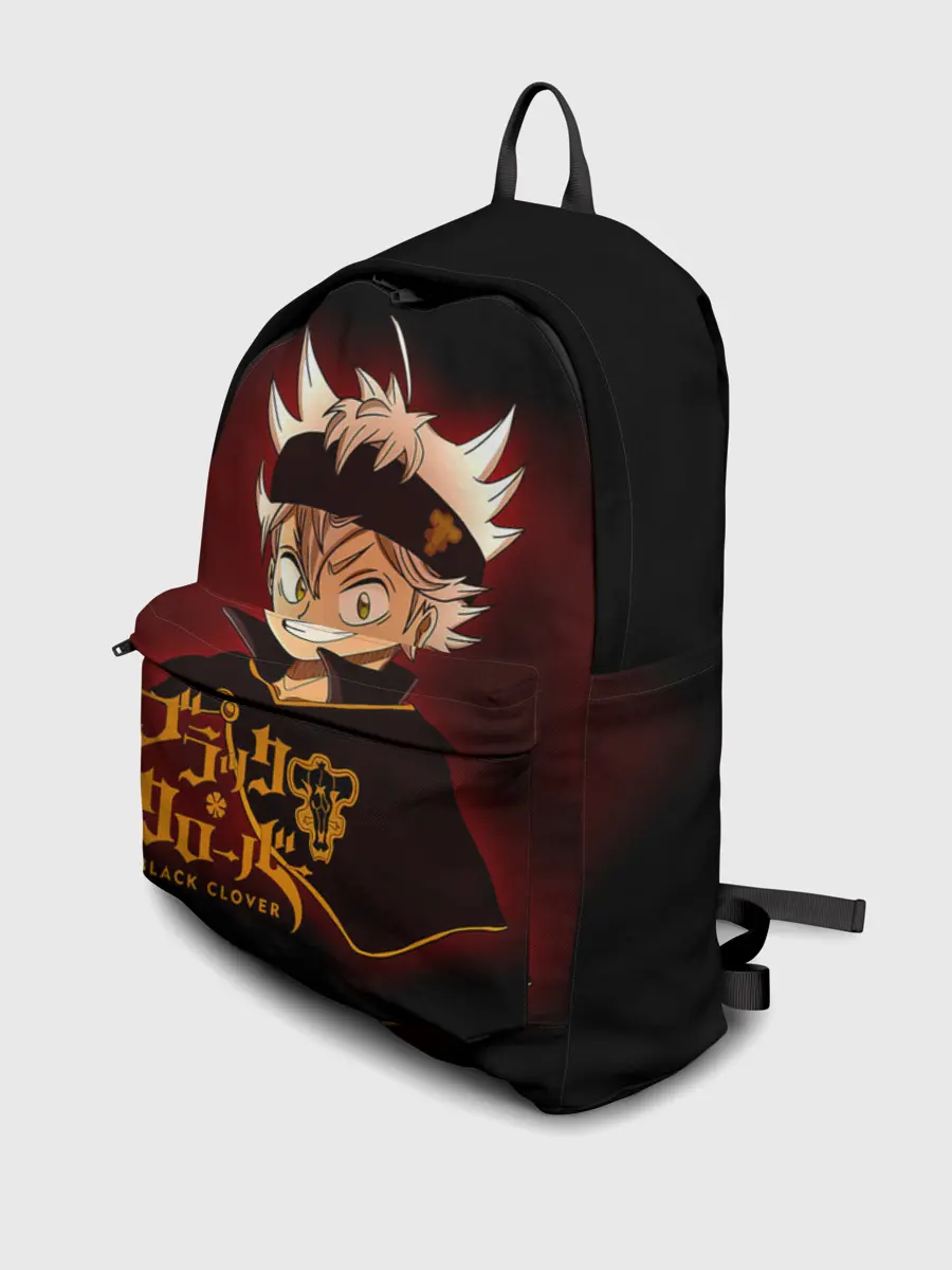 Рюкзак джинсовый / Чёрный клевер улыбка Аста