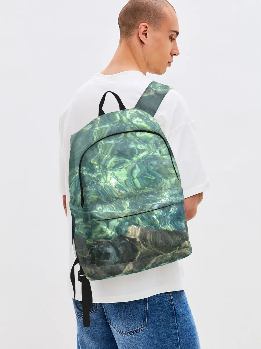 Рюкзак джинсовый / Морская вода с камнями