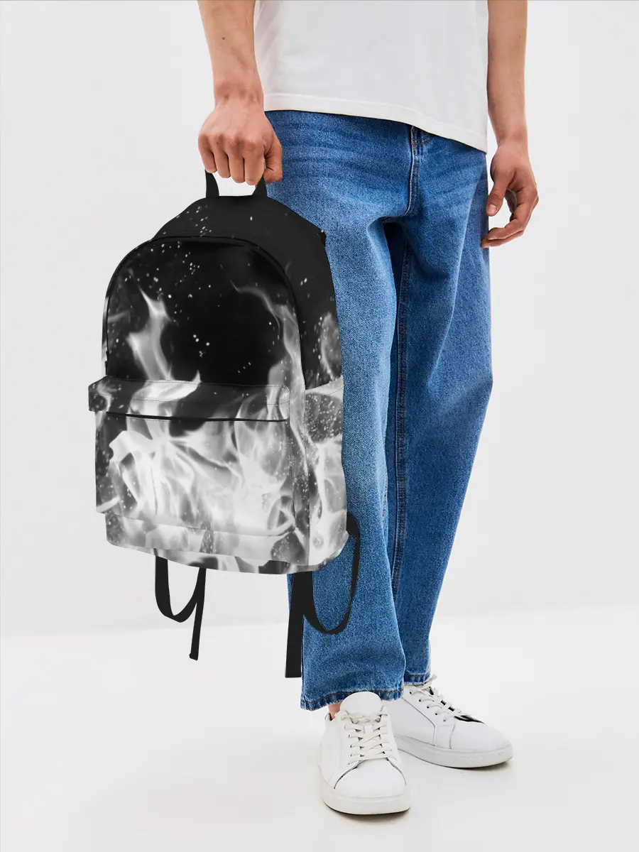 Рюкзак джинсовый / ЧЕРНО БЕЛЫЙ ОГОНЬ