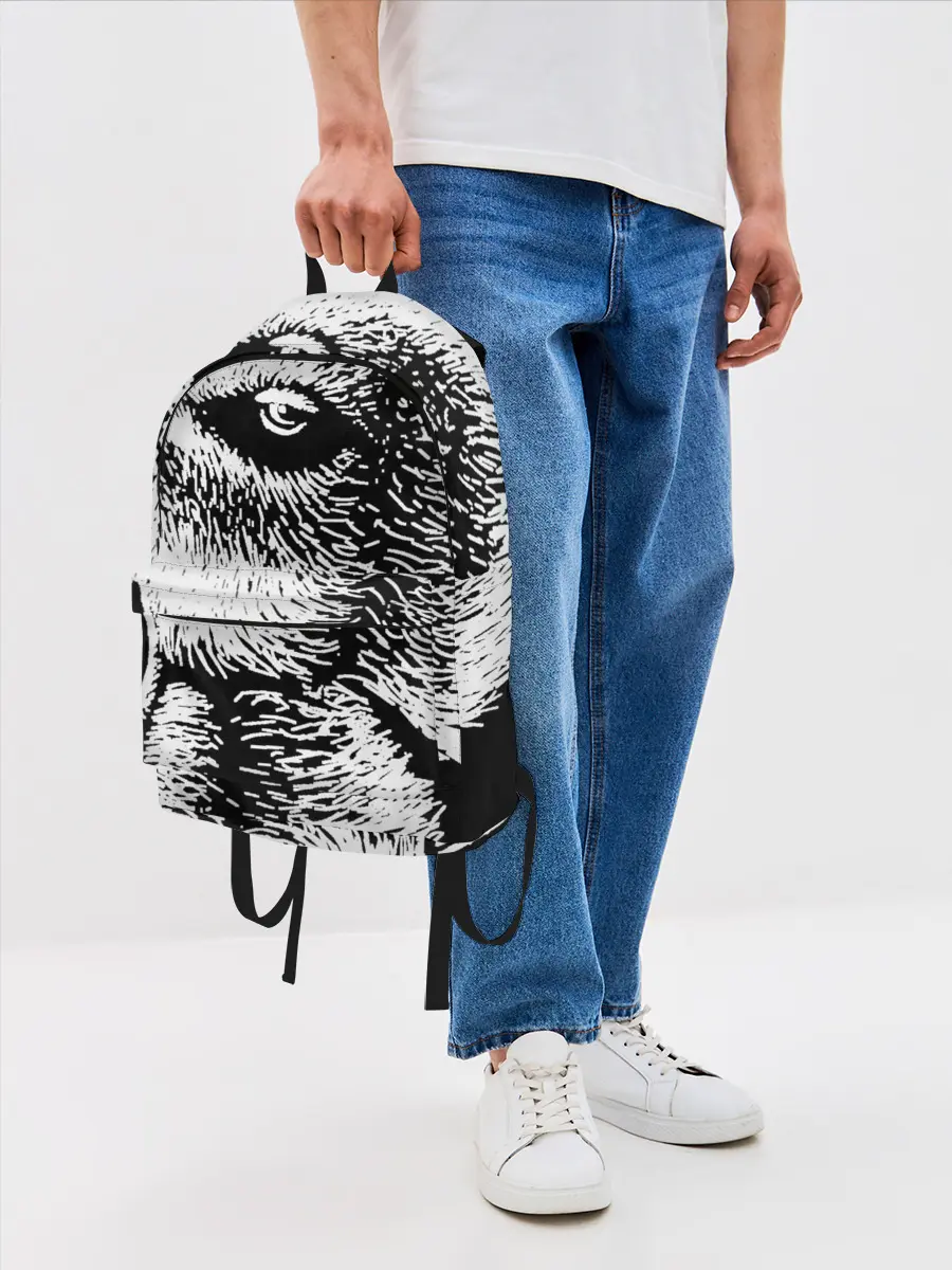 Рюкзак джинсовый / Черный медведь